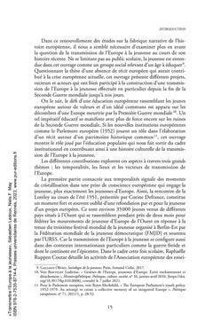 Transmettre l'Europe à la jeunesse