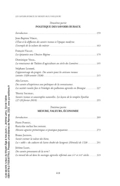 Les savoirs ruraux du Moyen-Âge à nos jours