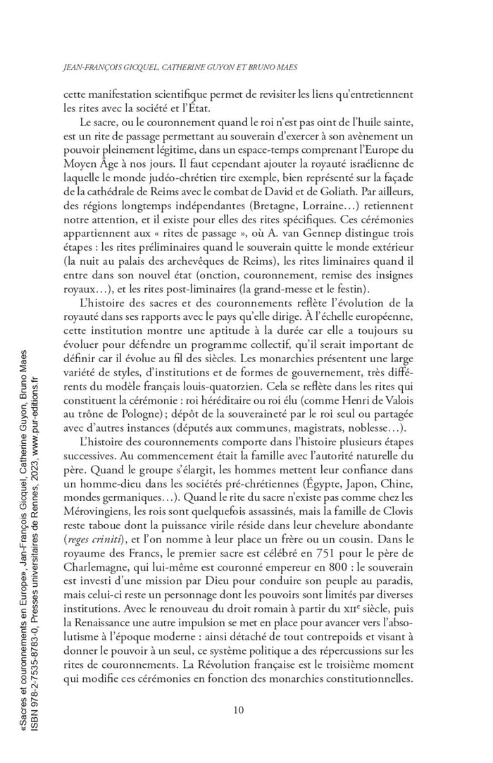 Sacres et couronnements en Europe