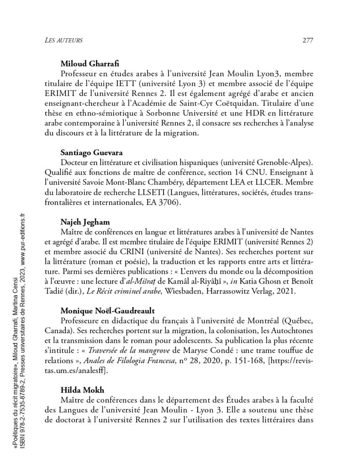 Poétiques du récit migratoire