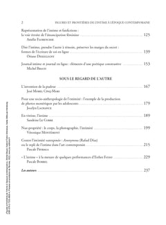 Figures et frontières de l'intime à l'époque contemporaine