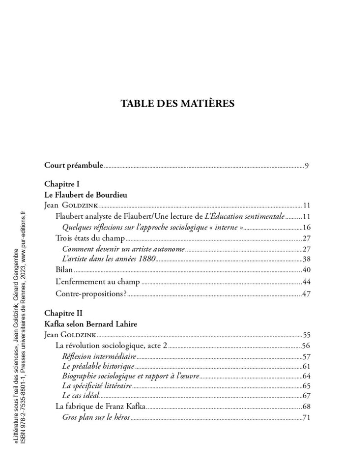 La Littérature sous l'oeil des sciences