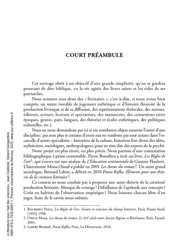 La Littérature sous l'oeil des sciences