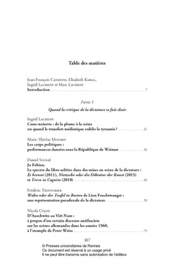 Figurations de la dictature dans les arts de la scène