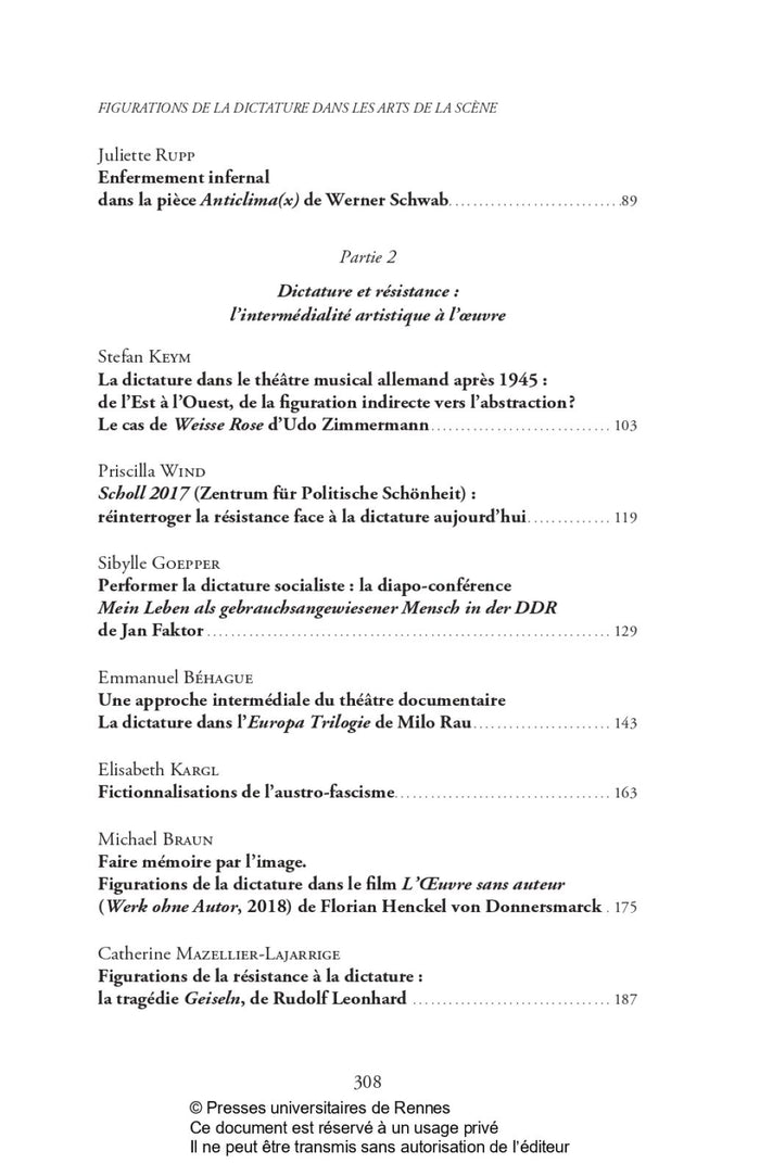 Figurations de la dictature dans les arts de la scène