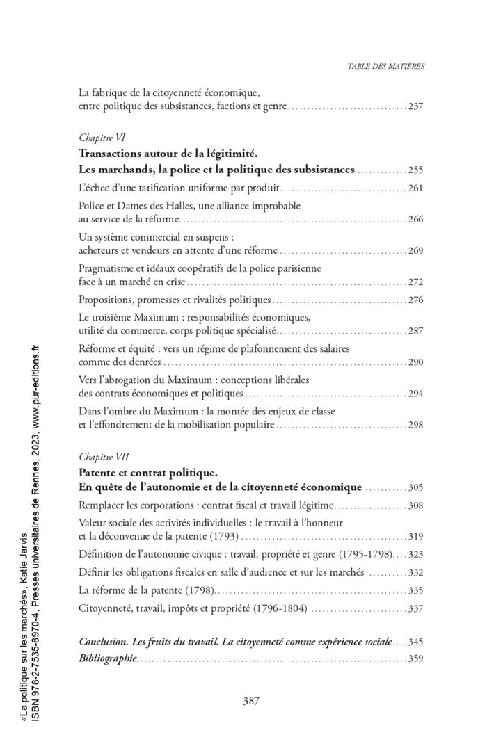 La politique sur les marchés