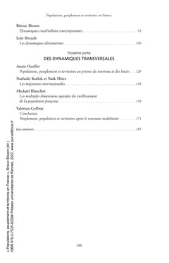 Populations, peuplement et territoires en France
