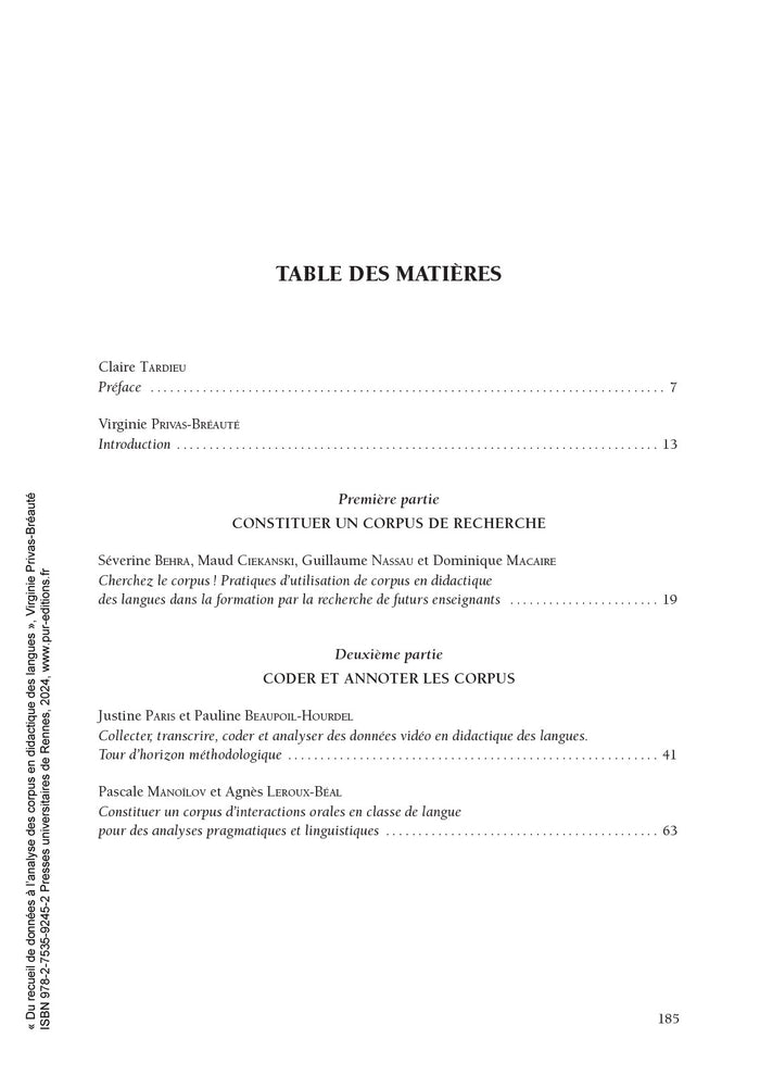 Du Recueil de données à l'analyse des corpus en didactique des langues