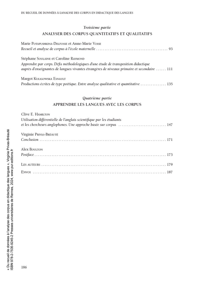 Du Recueil de données à l'analyse des corpus en didactique des langues