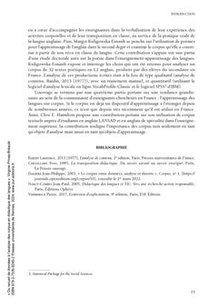 Du Recueil de données à l'analyse des corpus en didactique des langues