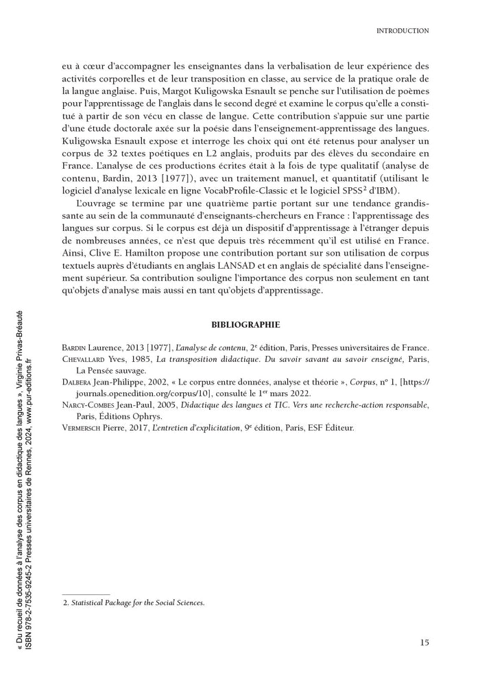 Du Recueil de données à l'analyse des corpus en didactique des langues