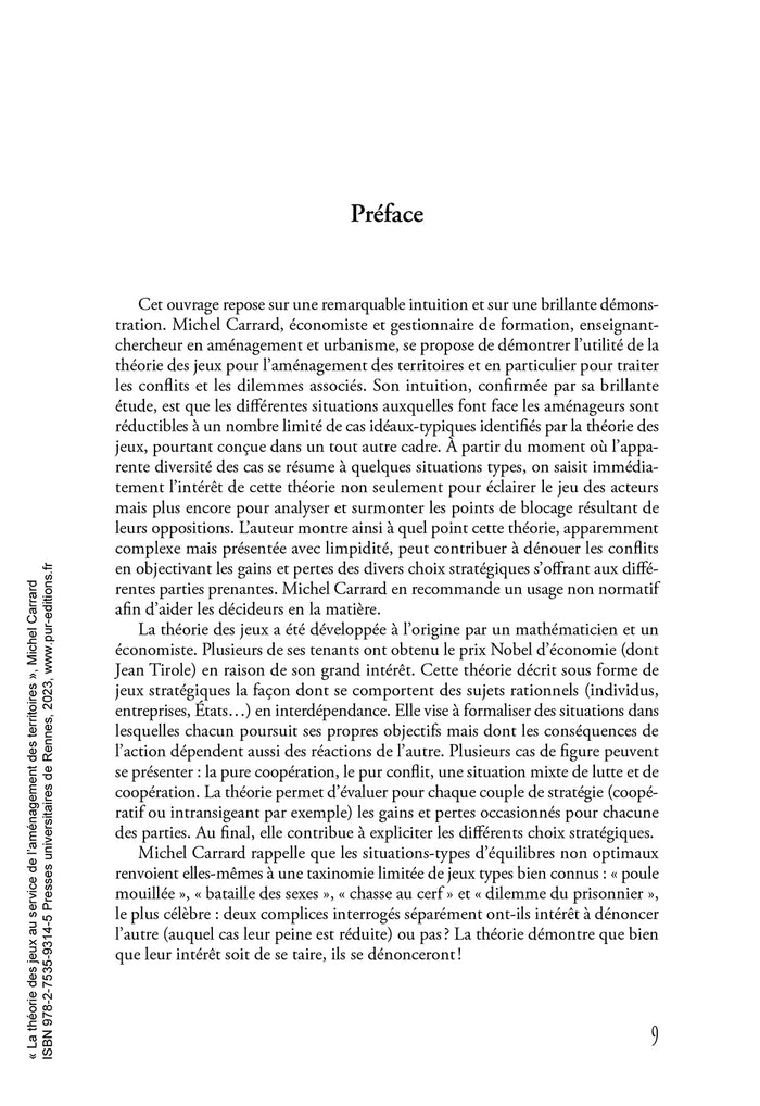 La théorie des jeux au service de l'aménagement des territoires