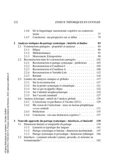 Enjeux théoriques en syntaxe : interfaces, cognition et linéarité: Coordination et partage syntaxique