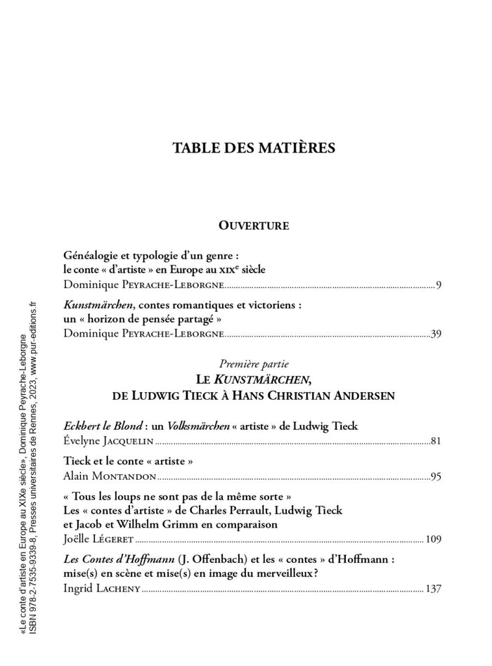 Le conte d'artiste en Europe au XIXe siècle