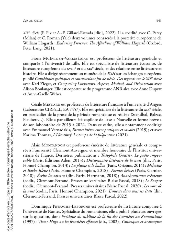 Le conte d'artiste en Europe au XIXe siècle