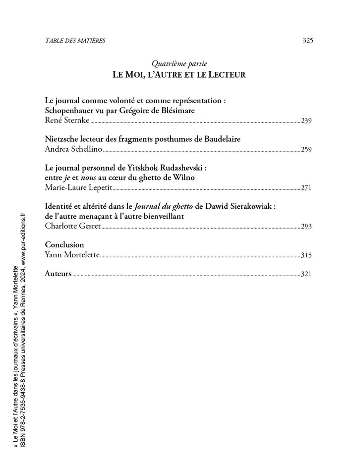 Le Moi et l'Autre dans les journaux d'écrivains