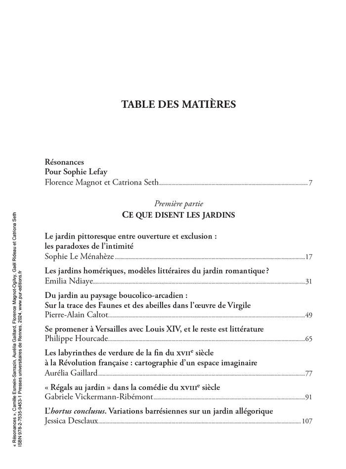 Résonances : inscriptions et jardins au temps des Lumières.