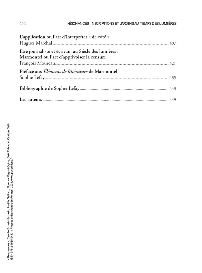 Résonances : inscriptions et jardins au temps des Lumières.