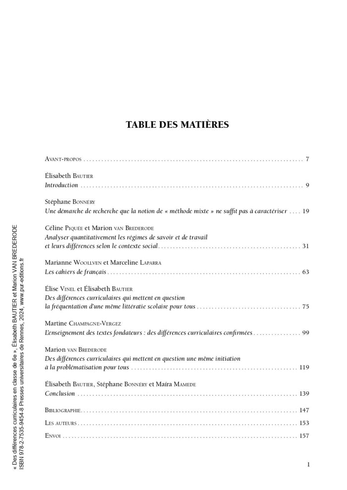 Des différences curriculaires en classe de 6ème