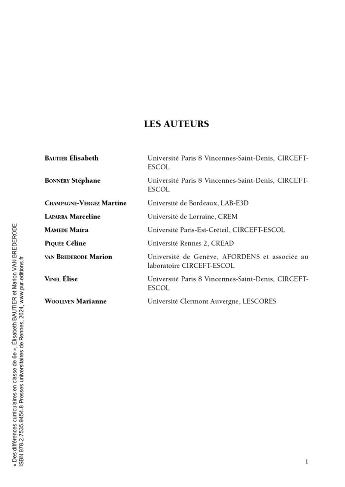 Des différences curriculaires en classe de 6ème