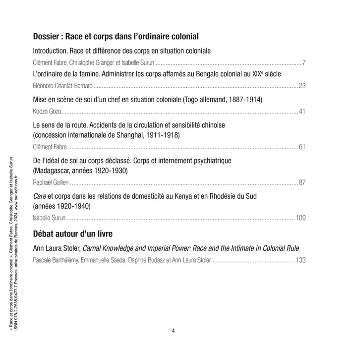 Races et corps dans l'ordinaire colonial