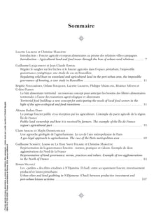 Foncier agricole et enjeux alimentaires au prisme des relations villes-campagnes