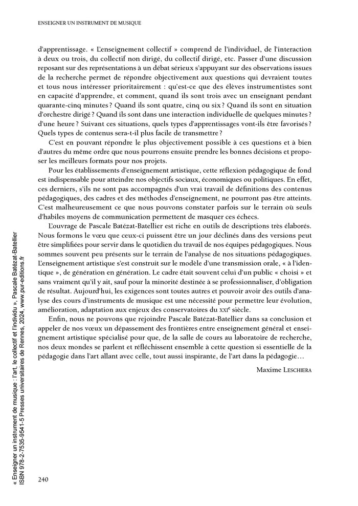 Enseigner un instrument de musique