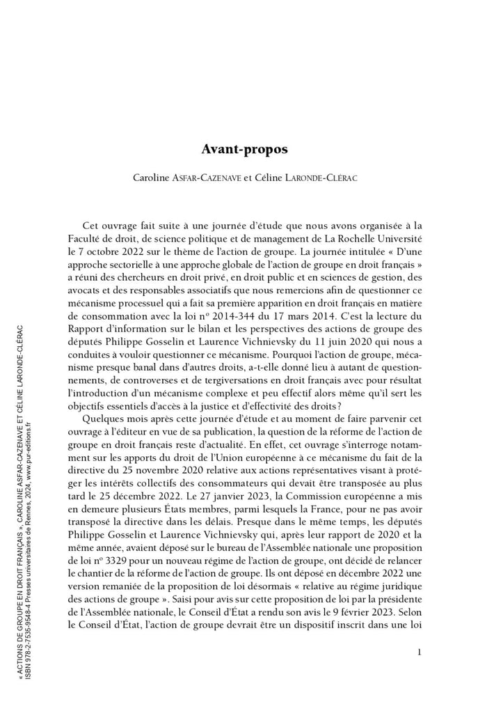Actions de groupe en droit français