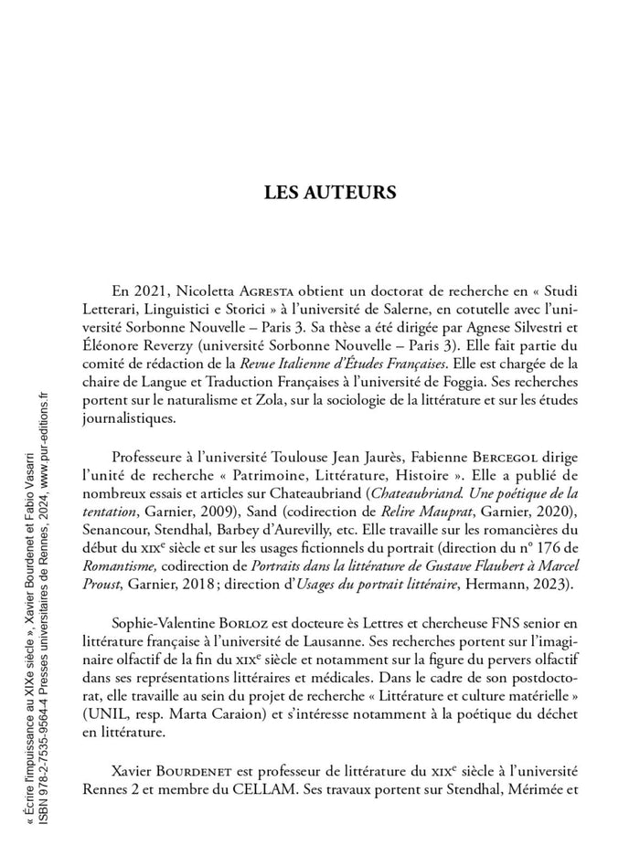 Écrire l'impuissance au XIXe siècle