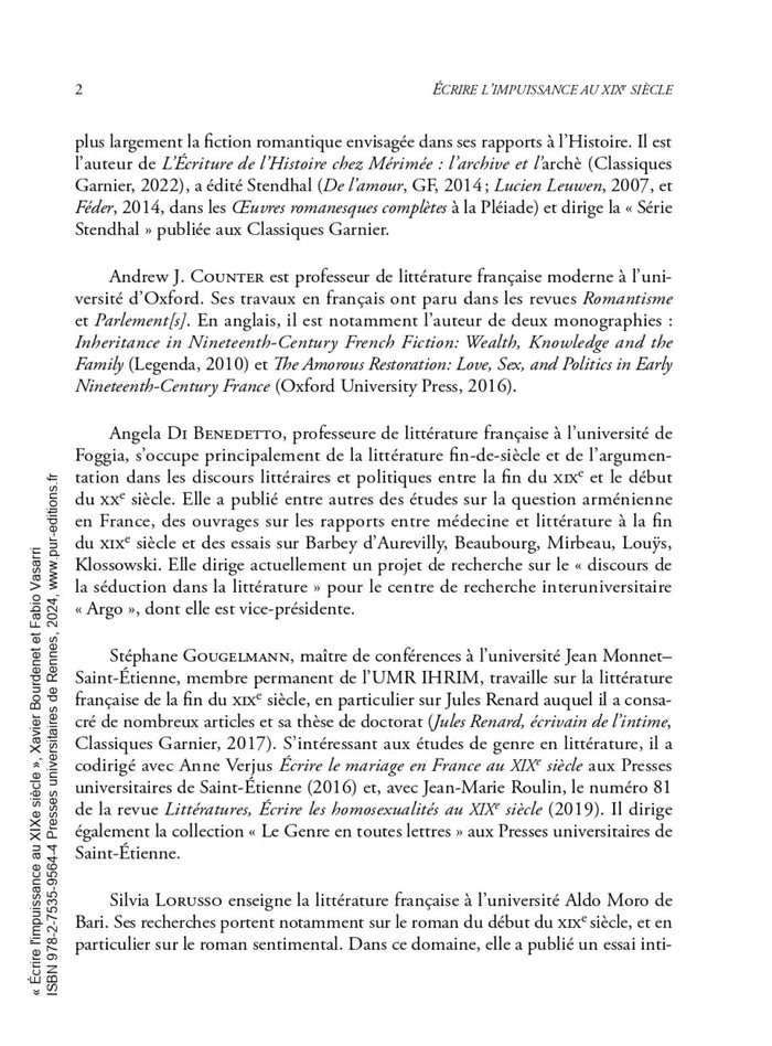 Écrire l'impuissance au XIXe siècle