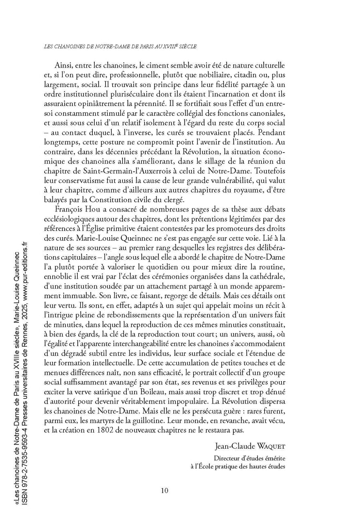 Les chanoines de Notre-Dame de Paris au XVIIIe siècle