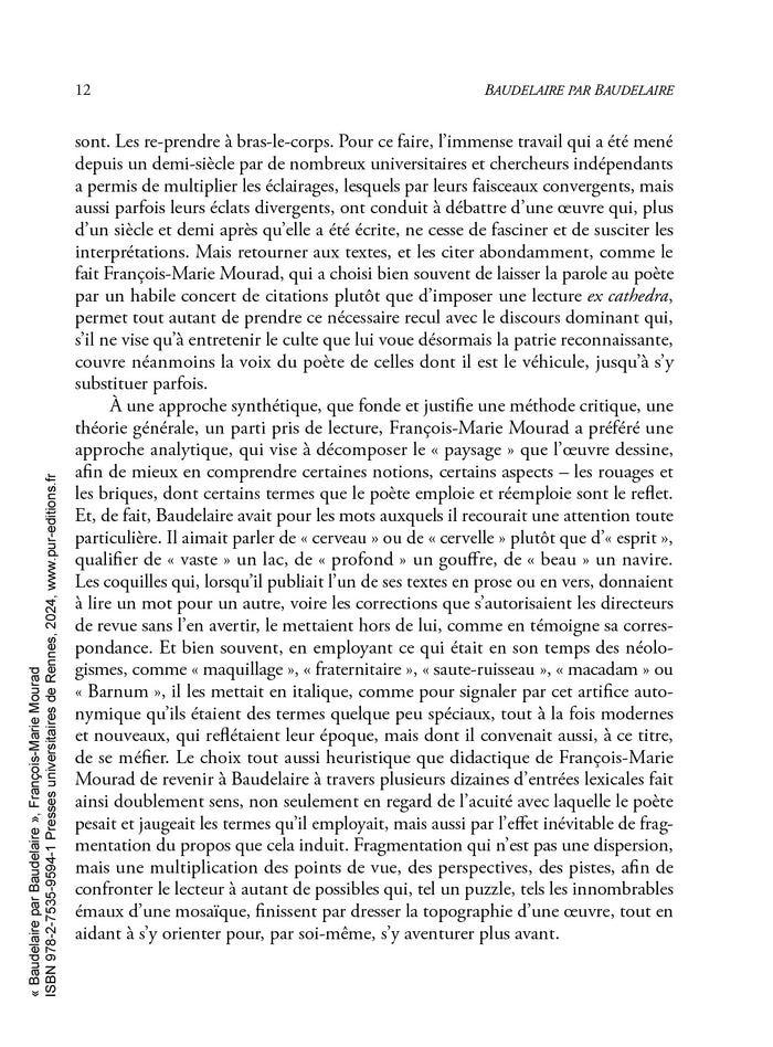 Baudelaire par Baudelaire