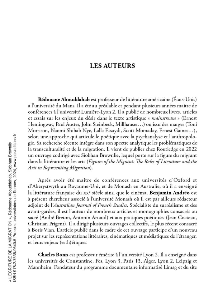 L'écriture de la migration
