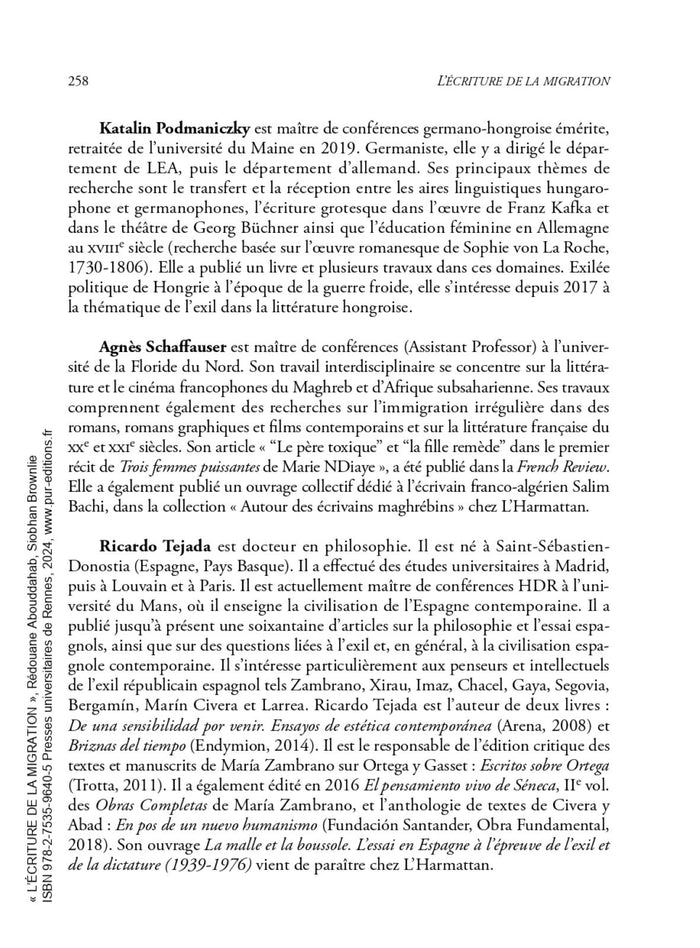 L'écriture de la migration