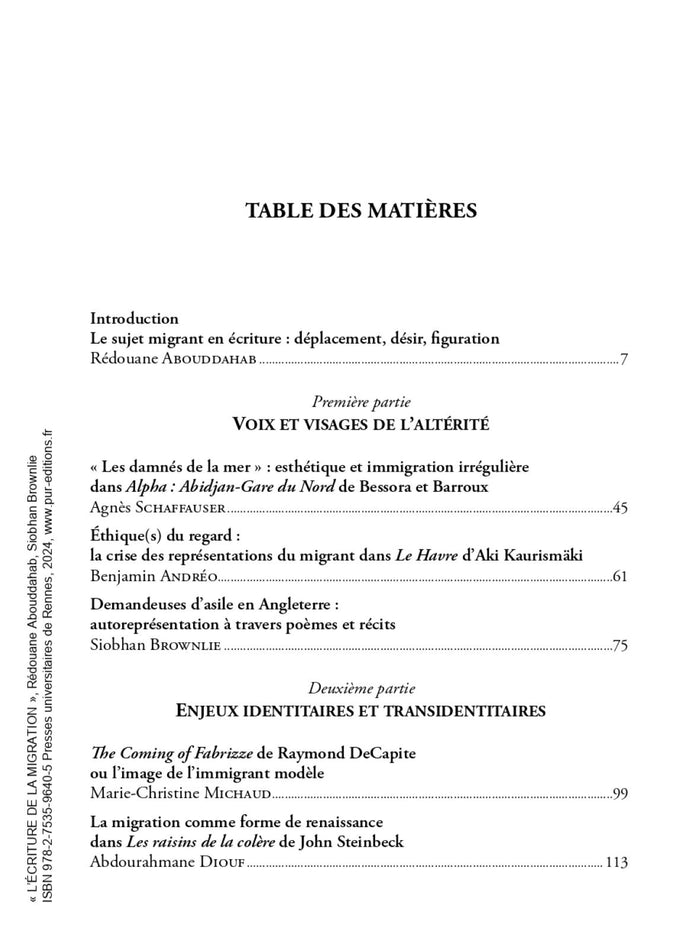 L'écriture de la migration