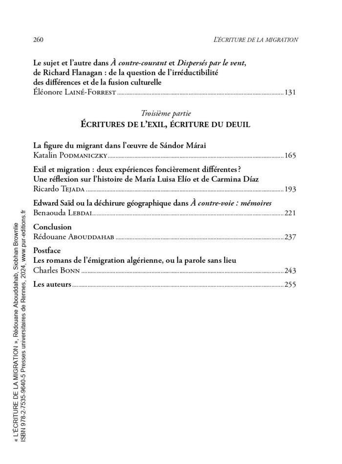 L'écriture de la migration