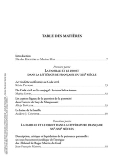 La famille et le droit dans les littératures de langue française