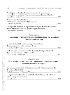 La famille et le droit dans les littératures de langue française