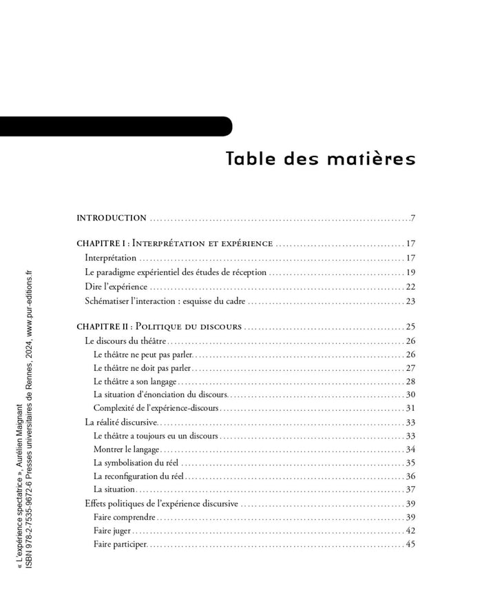 L'expérience spectatrice