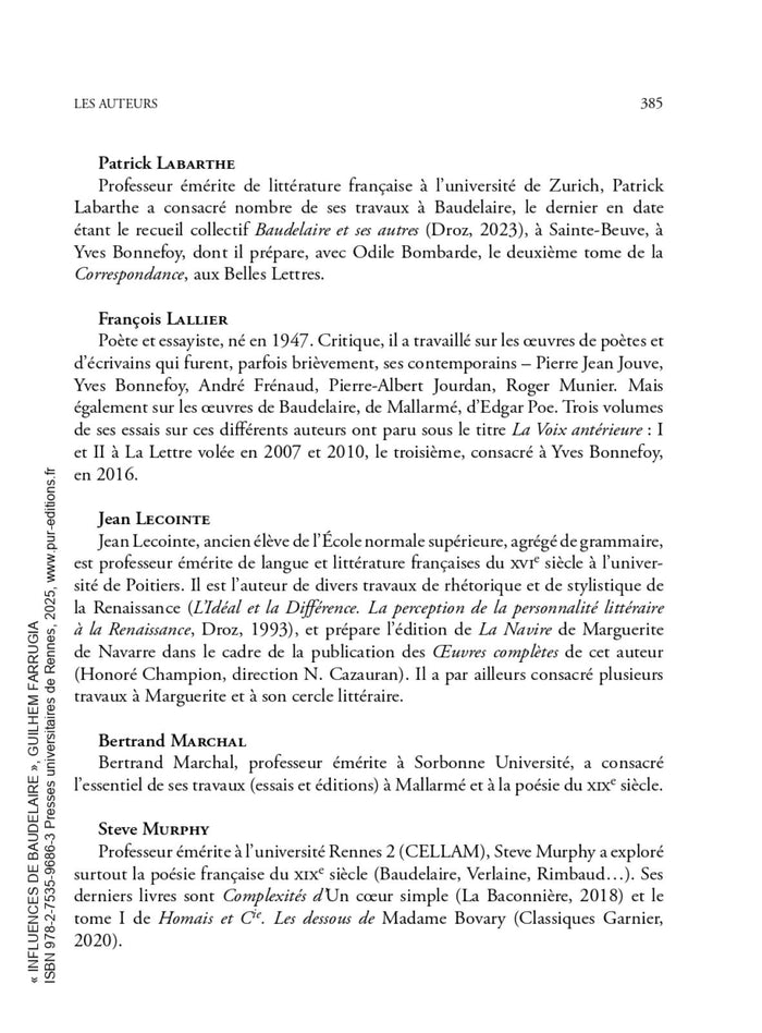 Influences de Baudelaire