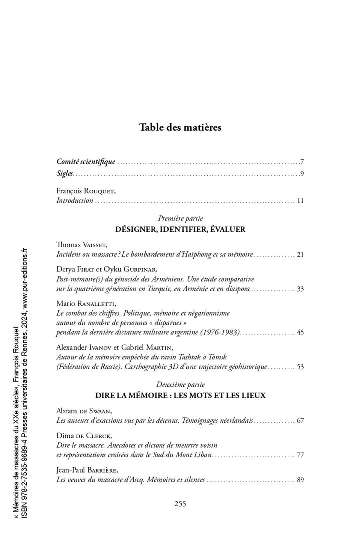 Mémoires de massacres du XXe siècle