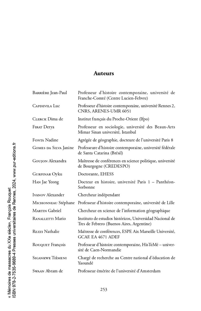Mémoires de massacres du XXe siècle