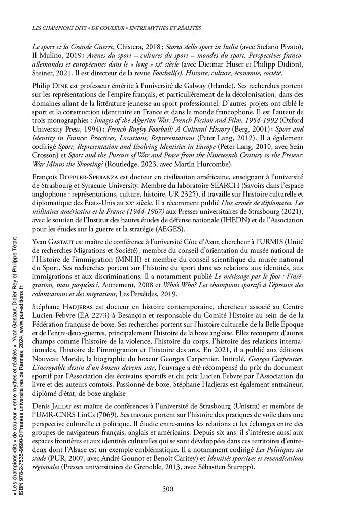 Les champions dits de couleur entre mythes et réalités