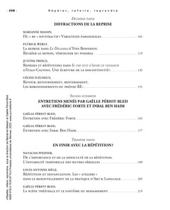 Répéter, refaire, reprendre