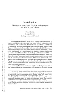 Musique et musiciens d'Église en Bretagne aux XVIIe et XVIIIe siècles