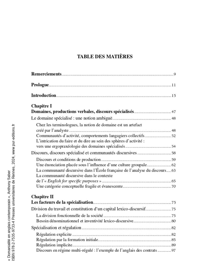 Domanialité en anglais contemporain