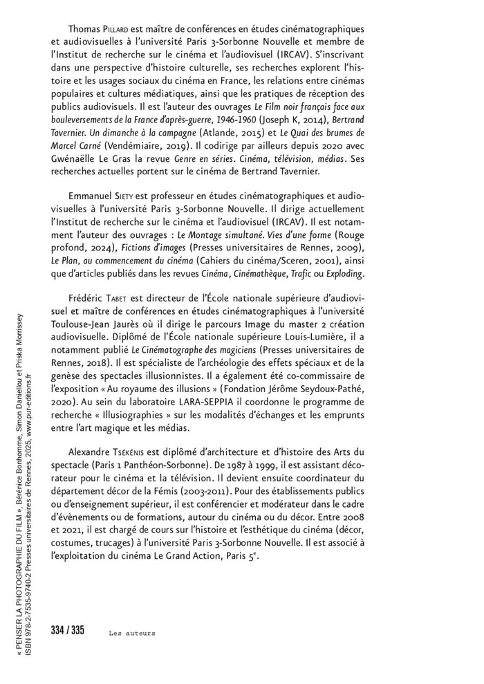 Penser la photographie du film