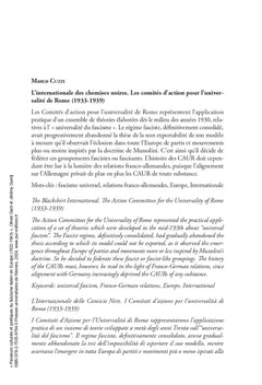 Passeurs culturels et politiques du fascisme italien en Europe: 1922-1943