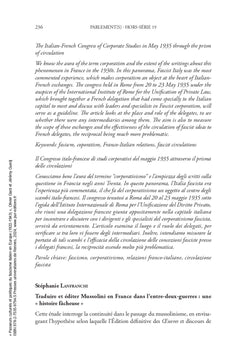 Passeurs culturels et politiques du fascisme italien en Europe: 1922-1943