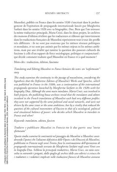 Passeurs culturels et politiques du fascisme italien en Europe: 1922-1943